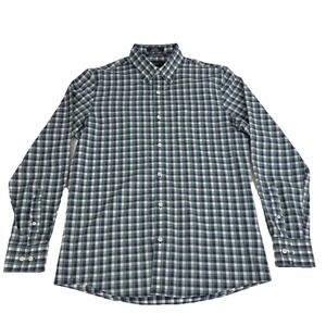 Nordstrom Shirt Men's Size Medium Green Check LS Pocket Trim Fit Business Casual